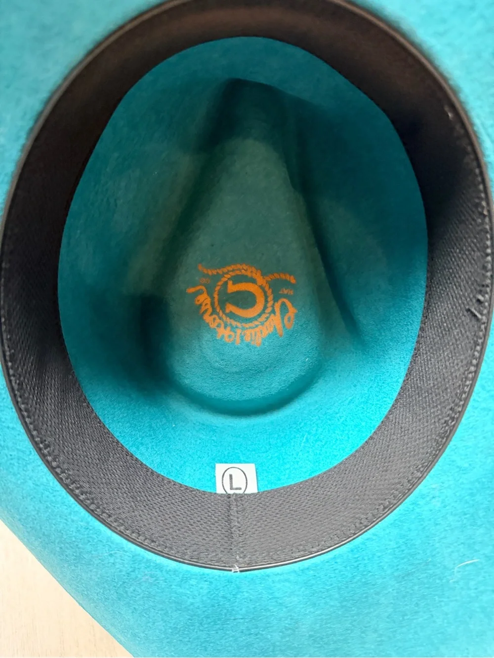 Teal Wide-Brim Wool Fedora with Black Band